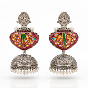 Padmika Oxidised Jhumkas Red