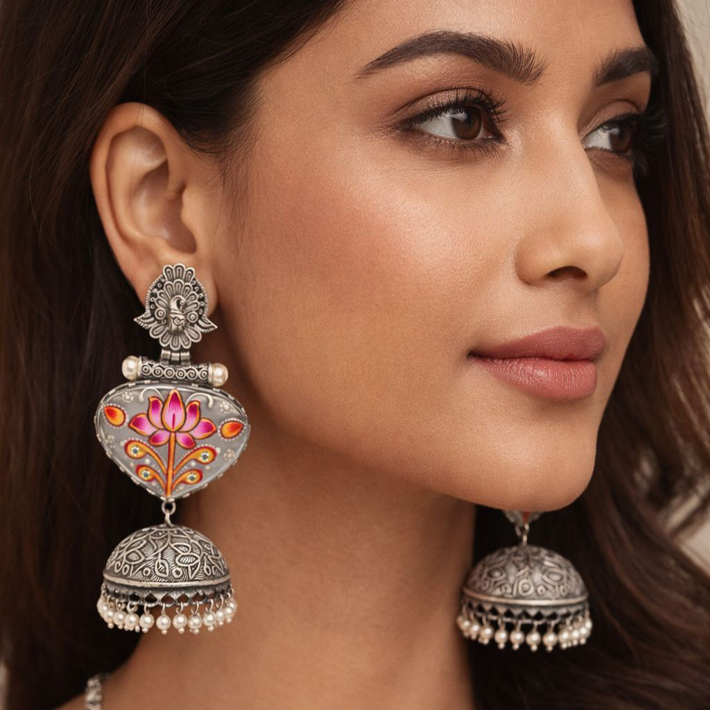 Padmika Oxidised Jhumkas - Image 2