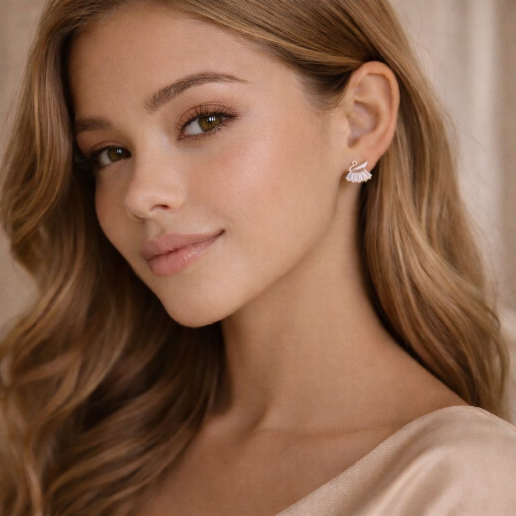 Ivory Swan Studs Silver - Image 2