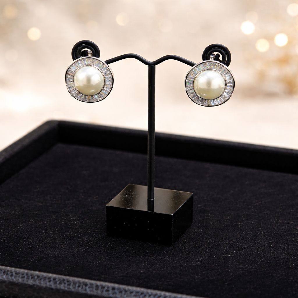 Crystal pearl stud - Image 3