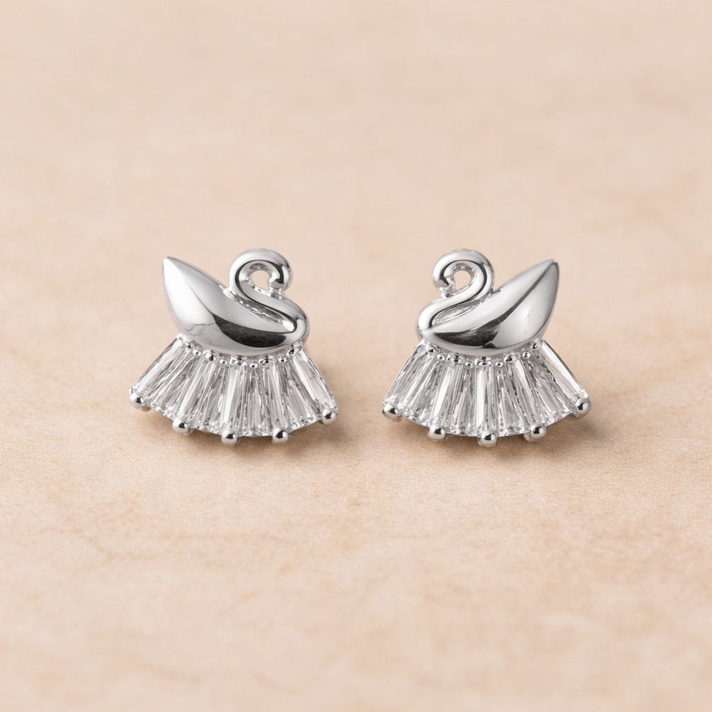 Ivory Swan Studs Silver